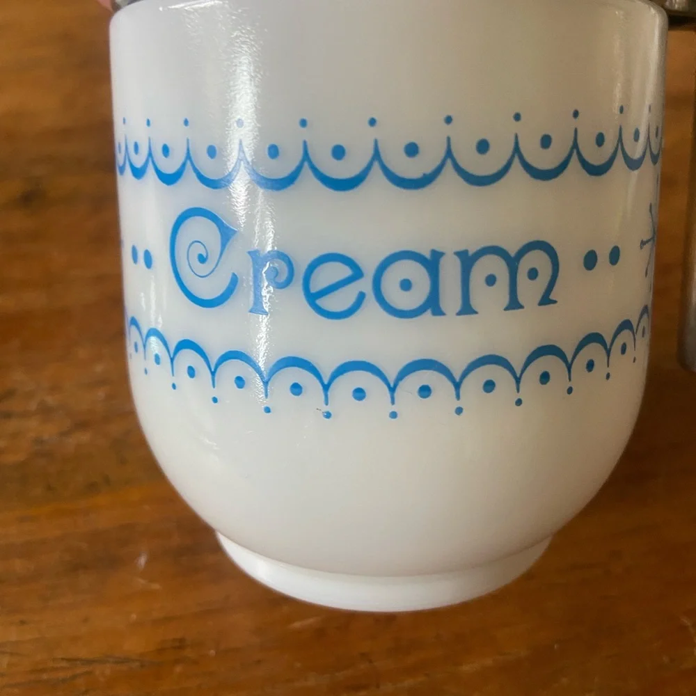 Vintage Gemco Blue Snowflake Creamer Pitcher